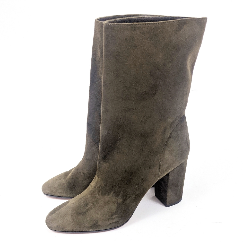 Aquazzura Boogie Suede Ankle Booties 40 Green
